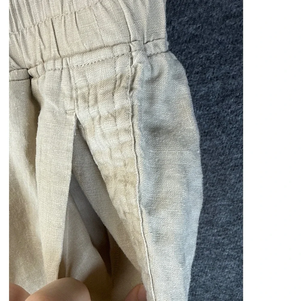 Quince Wide Leg Pants Womens L Driftwood Resort 100% European Linen Smocked Chic